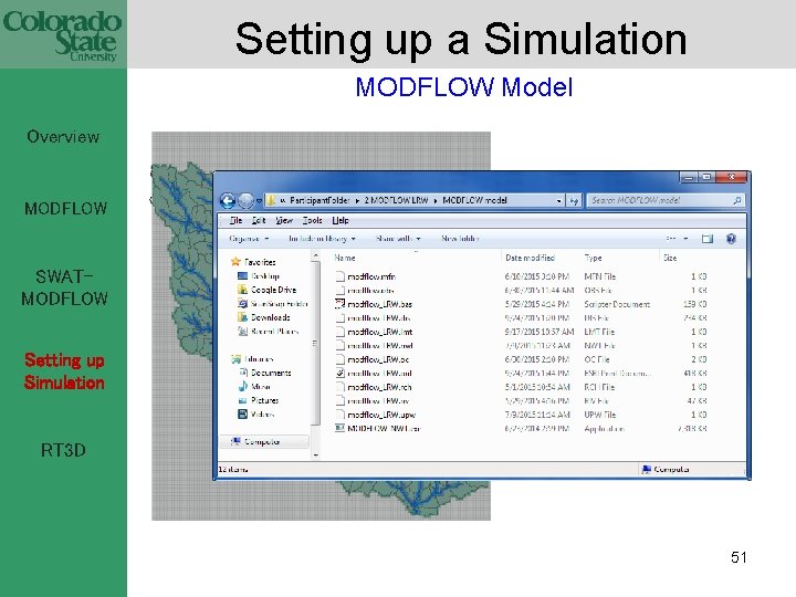 Setting up a Simulation MODFLOW Model Overview MODFLOW SWATMODFLOW Setting up Simulation RT 3