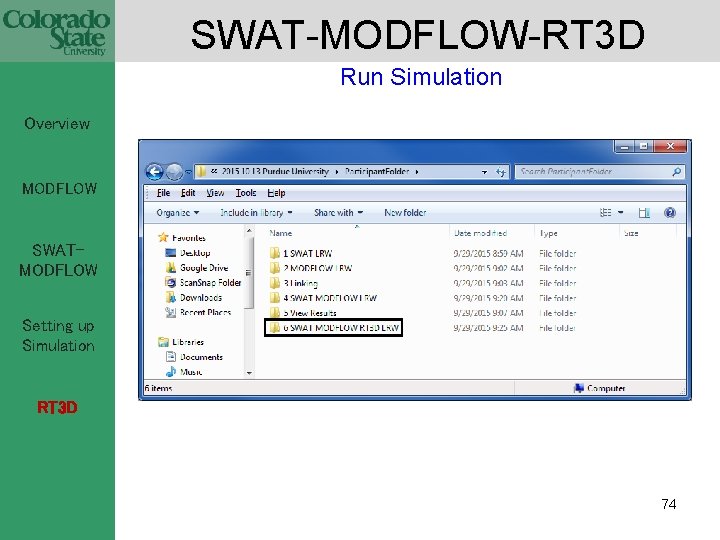 SWAT-MODFLOW-RT 3 D Run Simulation Overview MODFLOW SWATMODFLOW Setting up Simulation RT 3 D