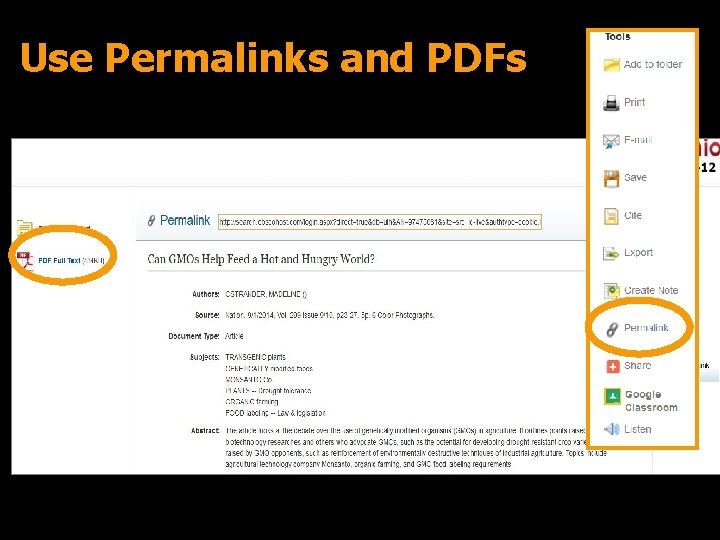 Use Permalinks and PDFs 