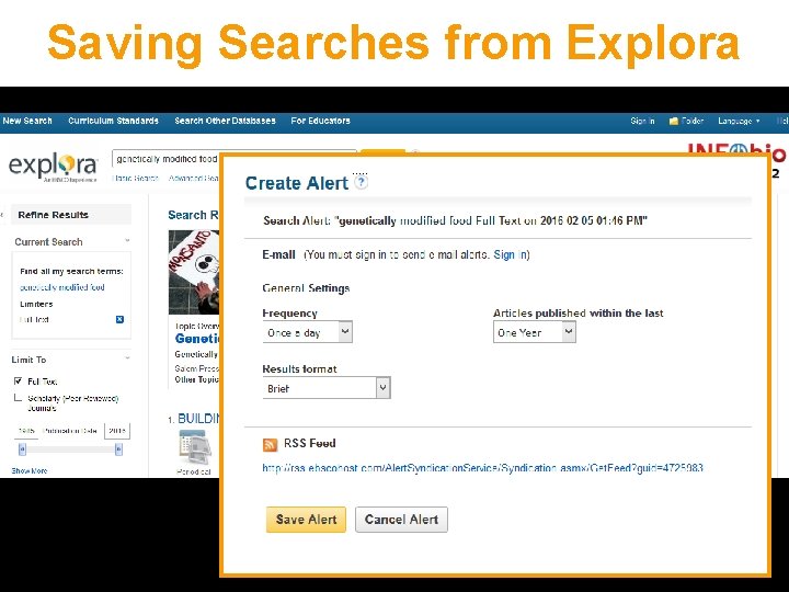 Saving Searches from Explora 