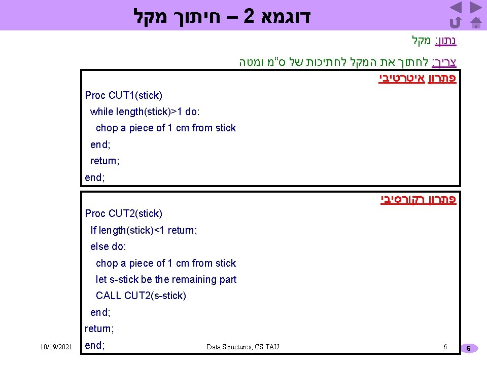  – חיתוך מקל 2 דוגמא מקל : נתון לחתוך את המקל לחתיכות של