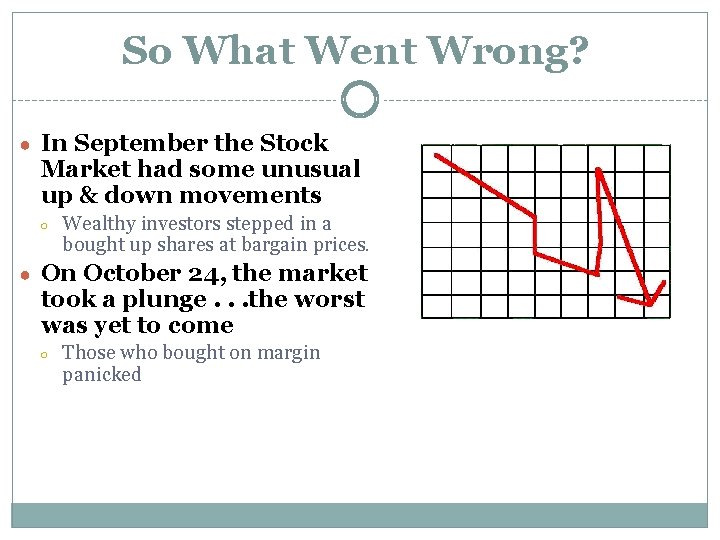 So What Went Wrong? ● In September the Stock Market had some unusual up