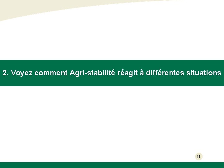 2. Voyez comment Agri-stabilité réagit à différentes situations 11 