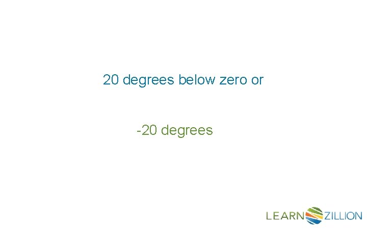 20 degrees below zero or -20 degrees 