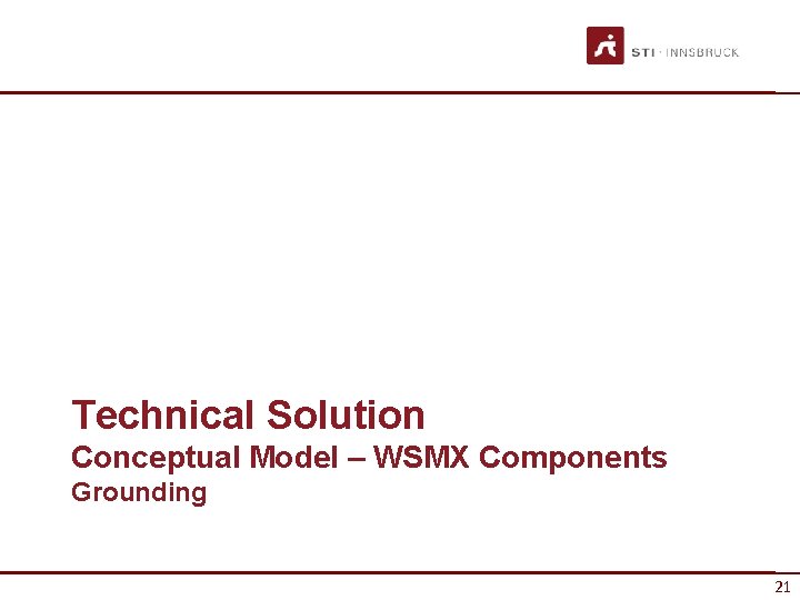 Technical Solution Conceptual Model – WSMX Components Grounding 21 