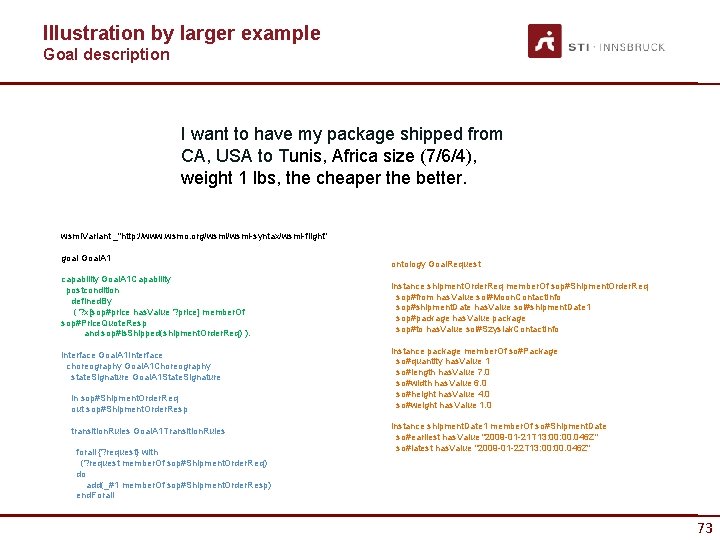 Illustration by larger example Goal description I want to have my package shipped from