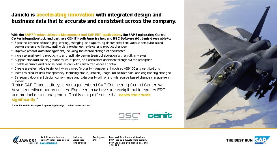 Janicki is accelerating innovation with integrated design and business data that is accurate and