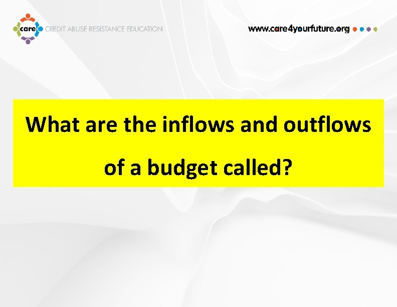 What are the inflows and outflows of a budget called? 