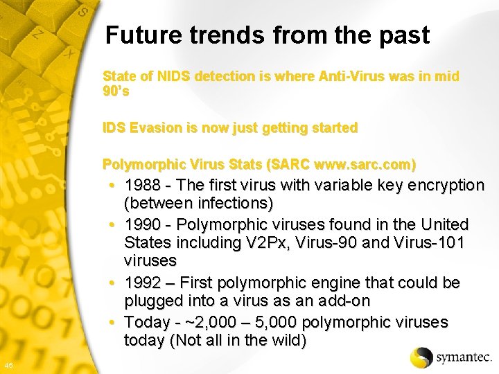 Future trends from the past State of NIDS detection is where Anti-Virus was in