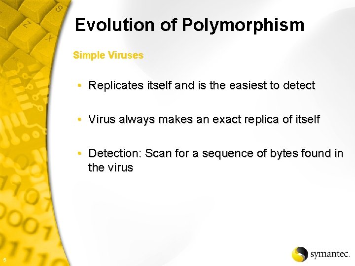 Evolution of Polymorphism Simple Viruses • Replicates itself and is the easiest to detect
