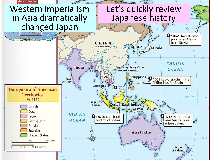 Western imperialism in Asia dramatically changed Japan Let’s quickly review Japanese history 