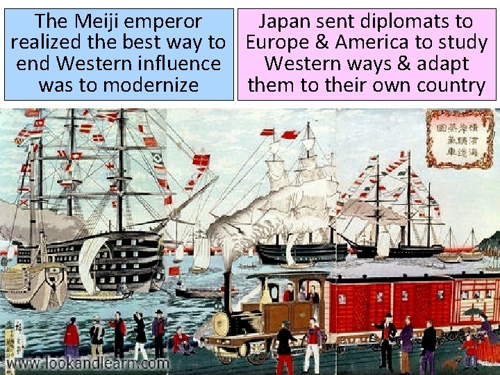 The Meiji emperor Japan sent diplomats to realized the best way to Europe &