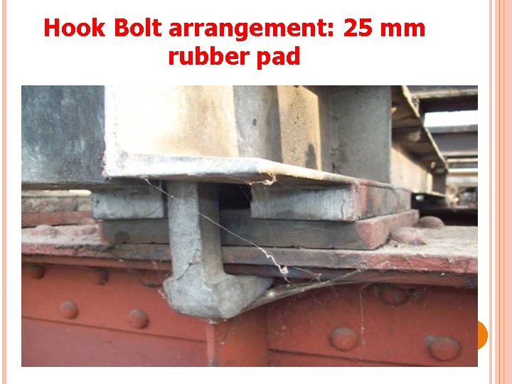 Hook Bolt arrangement: 25 mm rubber pad 