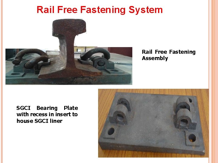 Rail Free Fastening System Rail Free Fastening Assembly SGCI Bearing Plate with recess in