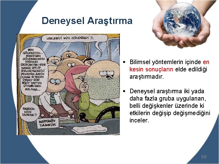 Deneysel Araştırma § Bilimsel yöntemlerin içinde en kesin sonuçların elde edildiği araştırmadır. § Deneysel