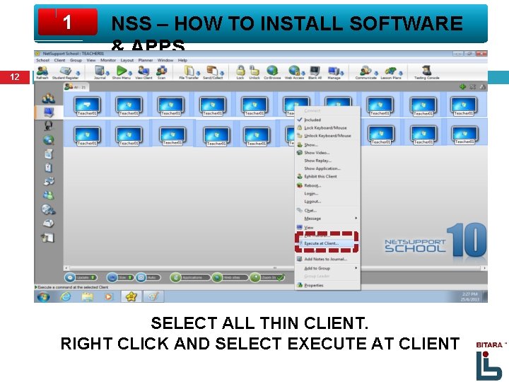 1 NSS – HOW TO INSTALL SOFTWARE & APPS 12 SELECT ALL THIN CLIENT.