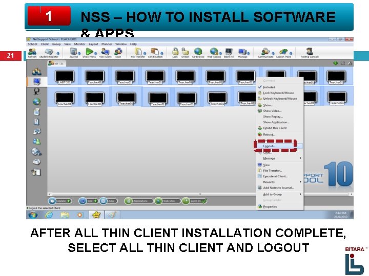 1 NSS – HOW TO INSTALL SOFTWARE & APPS 21 AFTER ALL THIN CLIENT