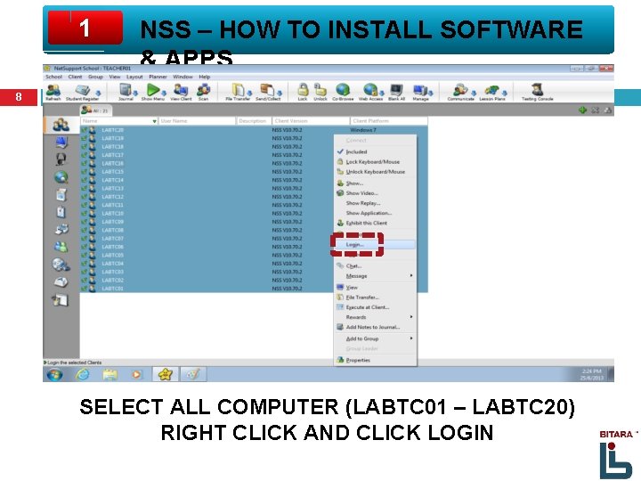 1 NSS – HOW TO INSTALL SOFTWARE & APPS 8 SELECT ALL COMPUTER (LABTC