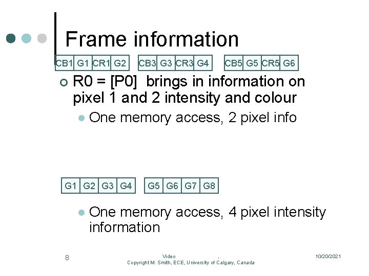 Frame information CB 1 G 1 CR 1 G 2 ¢ CB 3 G