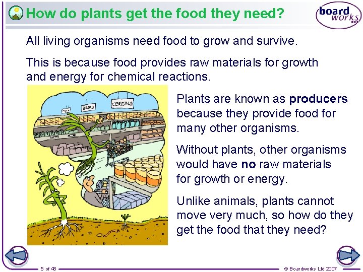 How do plants get the food they need? All living organisms need food to