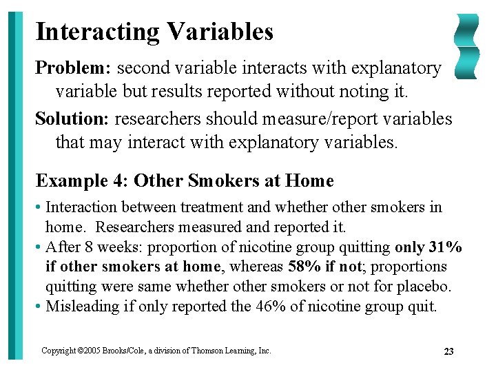 Interacting Variables Problem: second variable interacts with explanatory variable but results reported without noting
