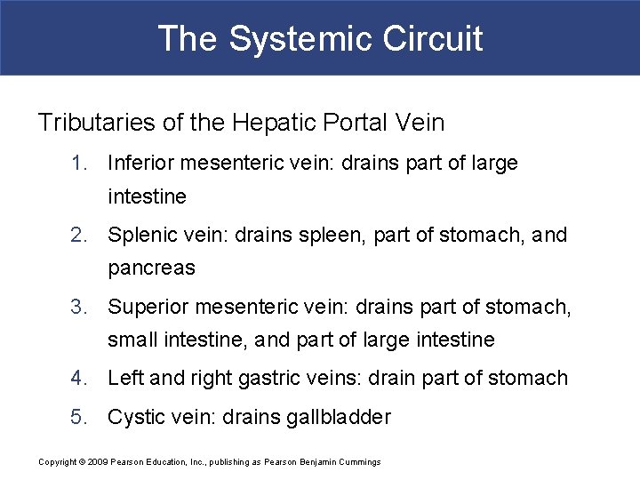The Systemic Circuit Tributaries of the Hepatic Portal Vein 1. Inferior mesenteric vein: drains