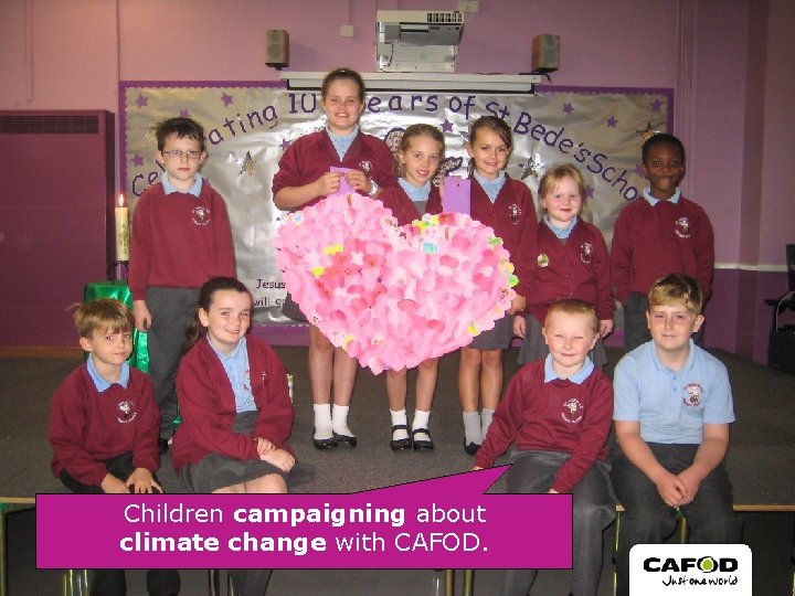 Children campaigning about climate change with CAFOD. 