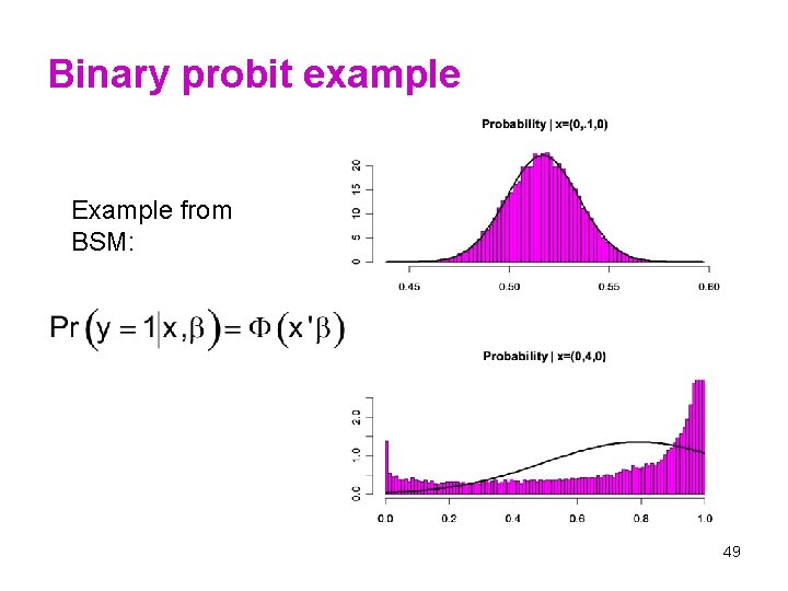 Binary probit example Example from BSM: 49 