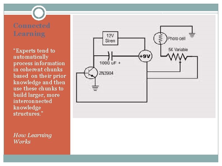 Connected Learning “Experts tend to automatically process information in coherent chunks based on their
