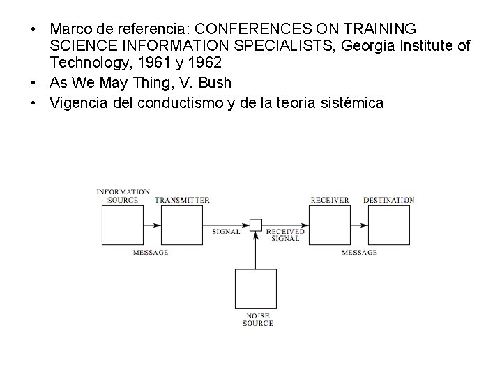  • Marco de referencia: CONFERENCES ON TRAINING SCIENCE INFORMATION SPECIALISTS, Georgia Institute of