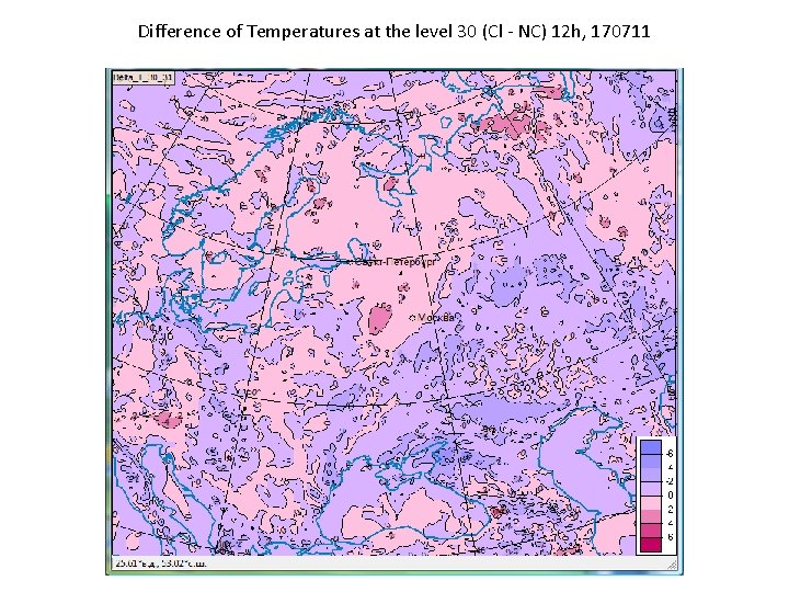 Difference of Temperatures at the level 30 (Cl - NC) 12 h, 170711 
