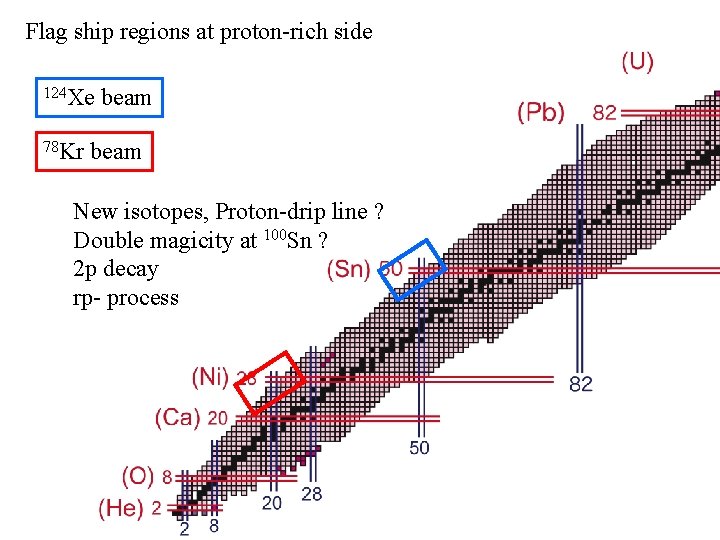 Flag ship regions at proton-rich side 124 Xe 78 Kr beam New isotopes, Proton-drip