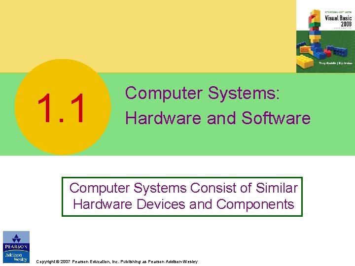 1. 1 Computer Systems: Hardware and Software Computer Systems Consist of Similar Hardware Devices