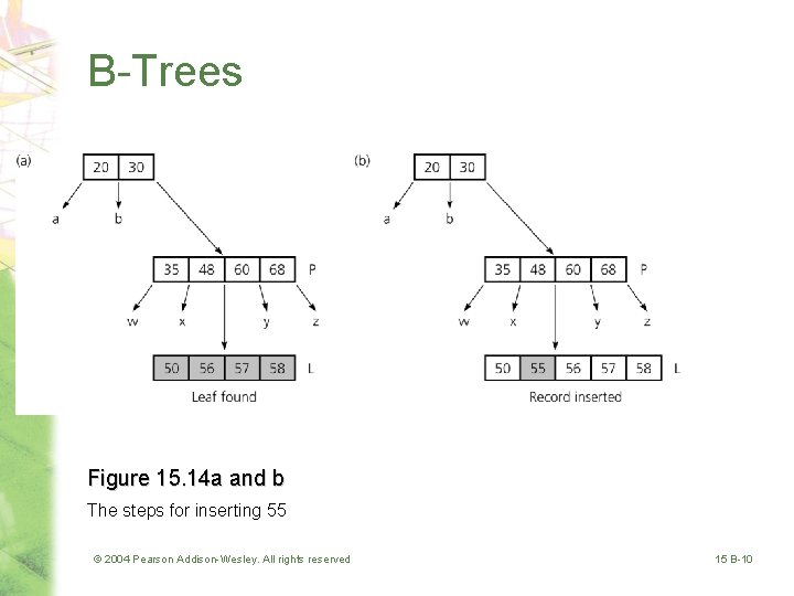 B-Trees Figure 15. 14 a and b The steps for inserting 55 © 2004
