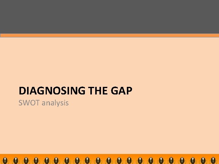 DIAGNOSING THE GAP SWOT analysis 