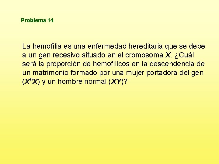 Problema 14 La hemofilia es una enfermedad hereditaria que se debe a un gen