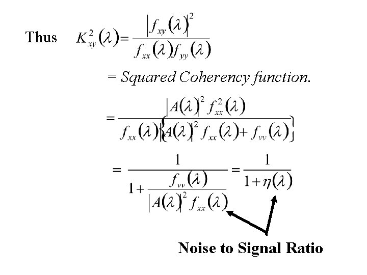 Thus = Squared Coherency function. Noise to Signal Ratio 