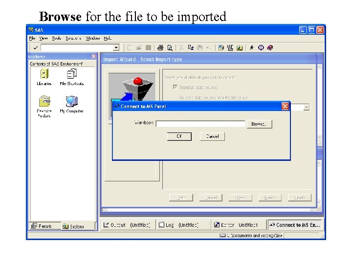 Browse for the file to be imported 