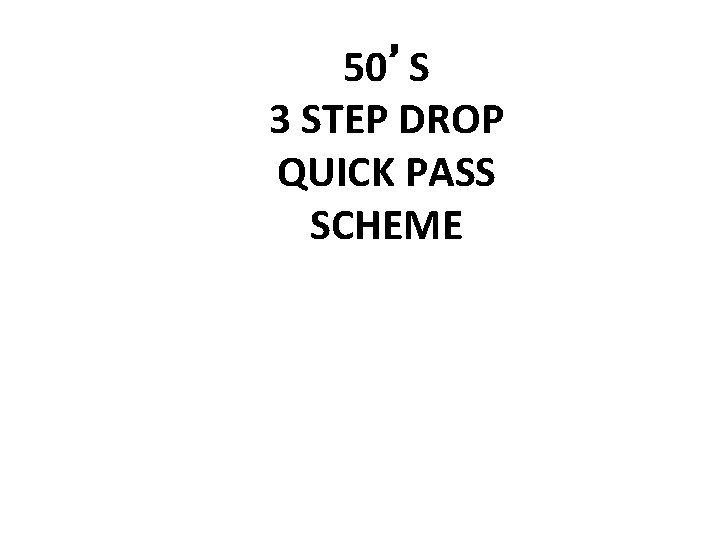 50’S 3 STEP DROP QUICK PASS SCHEME 