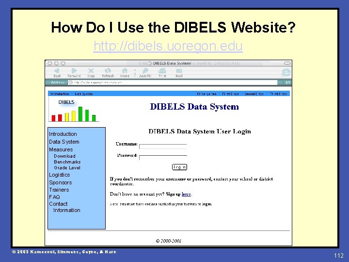 How Do I Use the DIBELS Website? http: //dibels. uoregon. edu Introduction Data System