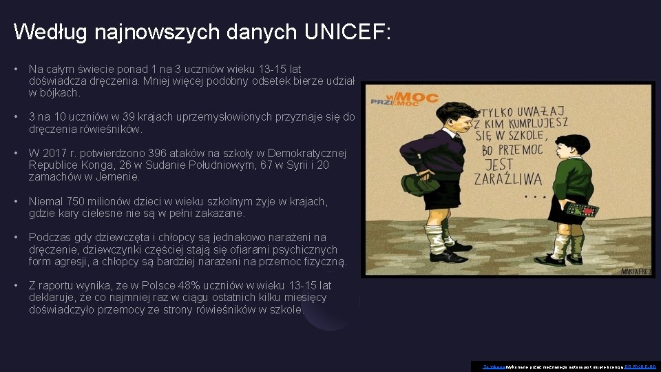 Według najnowszych danych UNICEF: • Na całym świecie ponad 1 na 3 uczniów wieku Według najnowszych danych UNICEF: • Na całym świecie ponad 1 na 3 uczniów wieku