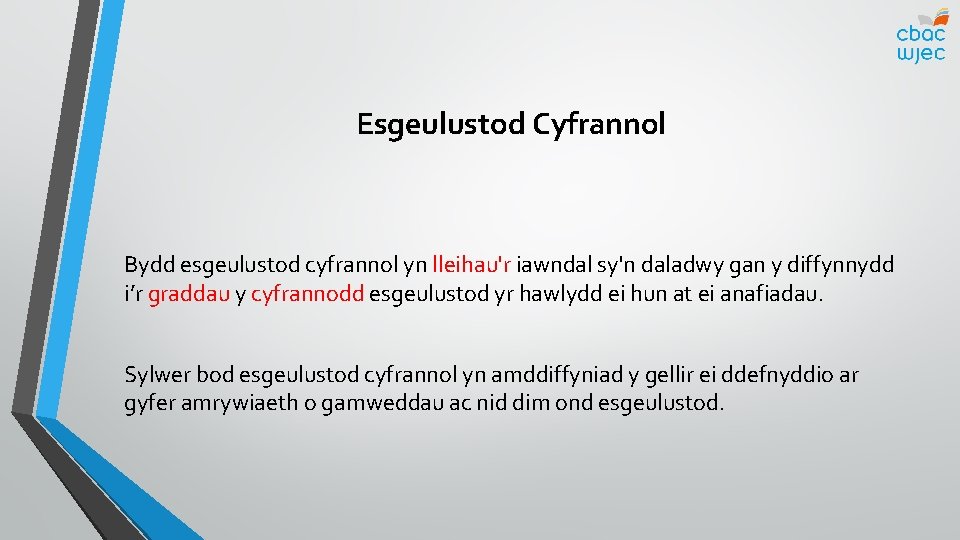 Esgeulustod Cyfrannol Bydd esgeulustod cyfrannol yn lleihau'r iawndal sy'n daladwy gan y diffynnydd i’r