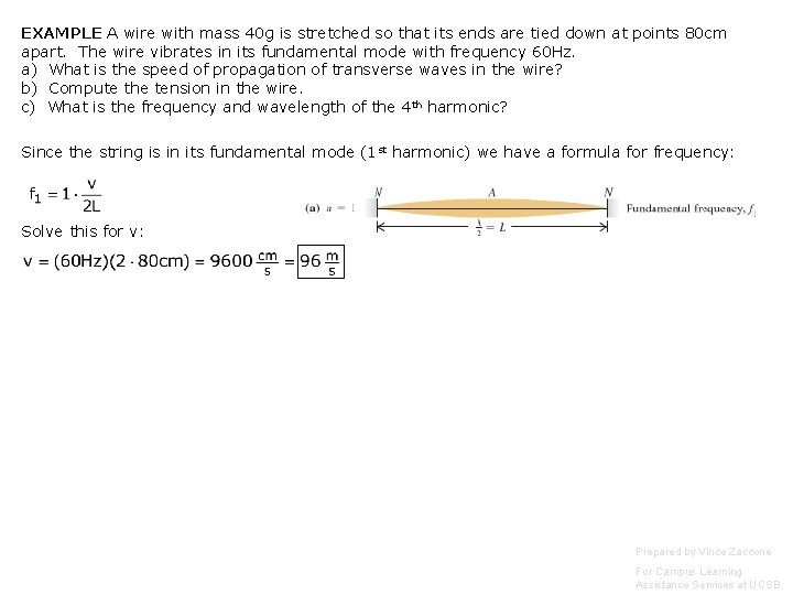 EXAMPLE A wire with mass 40 g is stretched so that its ends are
