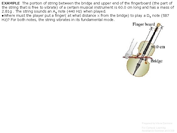 EXAMPLE The portion of string between the bridge and upper end of the fingerboard