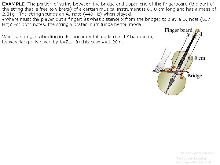 EXAMPLE The portion of string between the bridge and upper end of the fingerboard