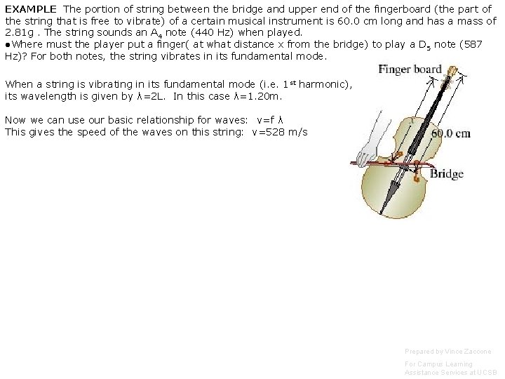 EXAMPLE The portion of string between the bridge and upper end of the fingerboard