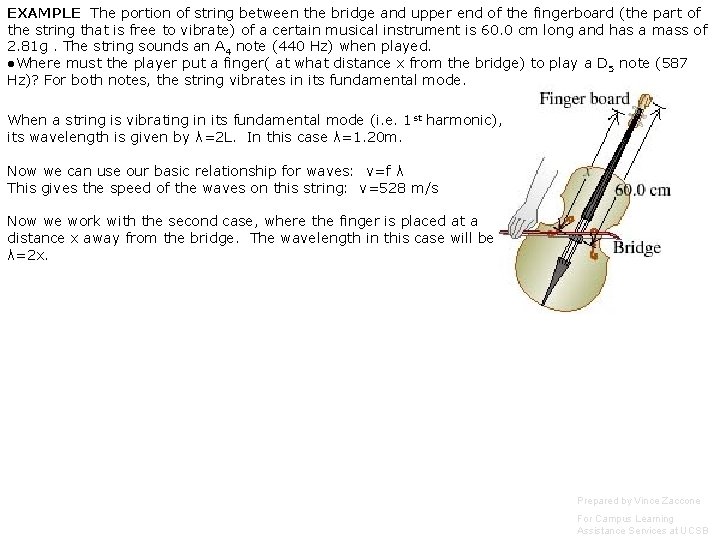 EXAMPLE The portion of string between the bridge and upper end of the fingerboard