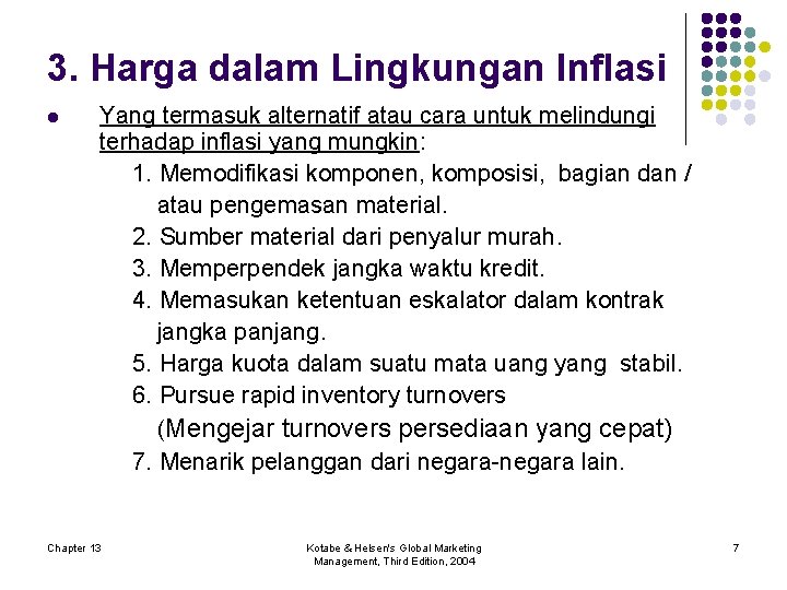 3. Harga dalam Lingkungan Inflasi l Yang termasuk alternatif atau cara untuk melindungi terhadap