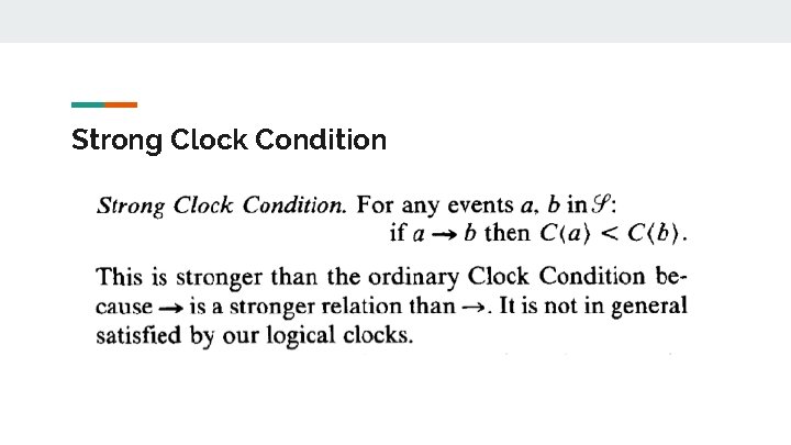 Strong Clock Condition Strong Clock Condition