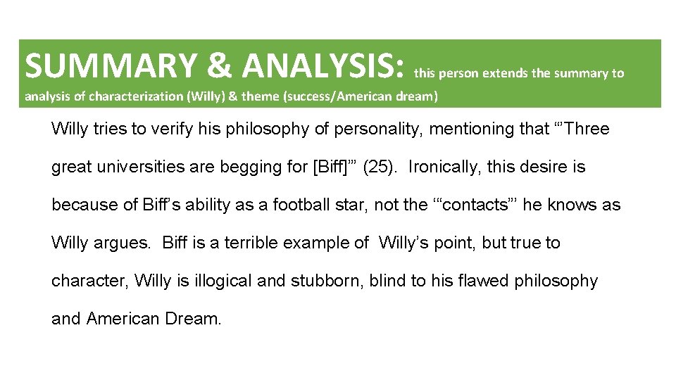 SUMMARY or ANALYSIS? SUMMARY & ANALYSIS: this person extends the summary to analysis of